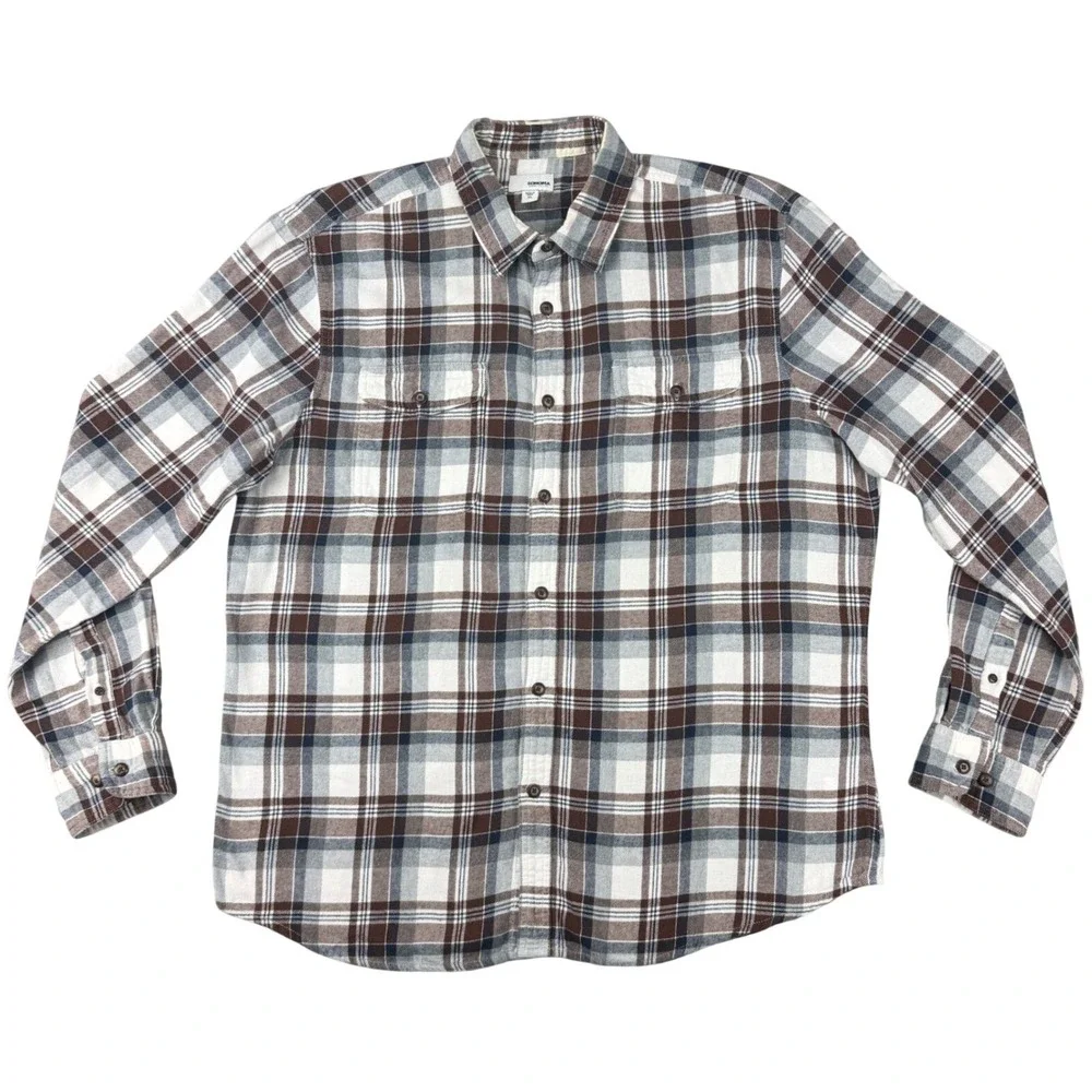 Sonoma Men's Size XL Plaid Multicolor Cotton Flannel Shirt Long Sleeve Button Up